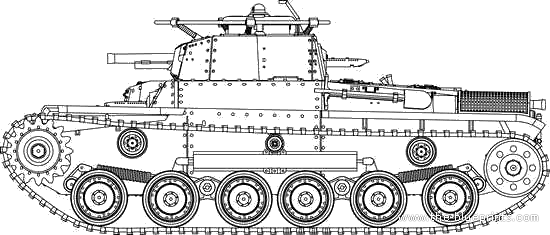 Танк IJA Type 97 [Chi-Ha] - чертежи, габариты, рисунки